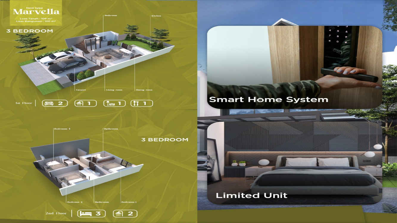 jual rumah Kahuripan Nirwana Sidoarjo Tipe Marvella smarthome 3 Kamar tidur, smarthome System, unit terbatas