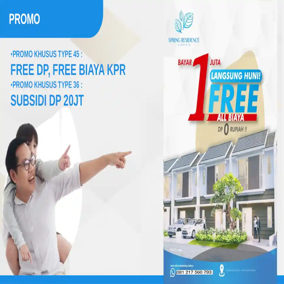 Promo Spring Residence harga Mulai Rp450JT-an Mulai Rp3,5JT-an per bulant