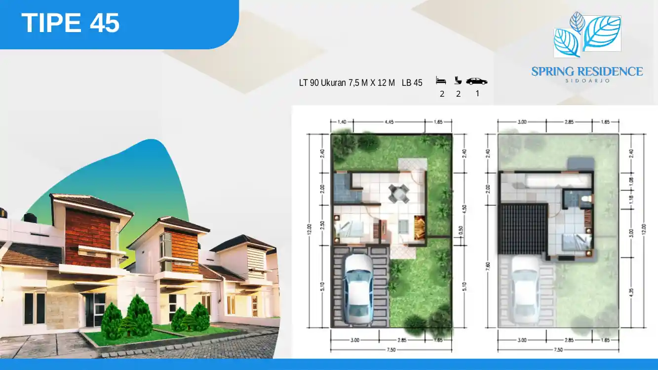 Dijual Rumah di Perumahan Spring Residence Tipe 45